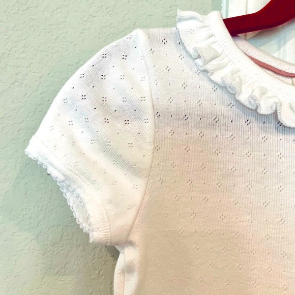 NEW Mini Boden White Eyelet Ruffle Trim Short Sleeve Top Size 6-7Y - Picture 4 of 9